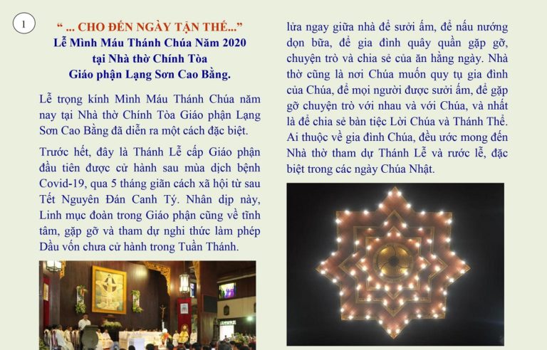 “…Cho Đến Ngày Tận Thế” – Đại lễ kính Mình Máu Thánh Chúa năm 2020 tại NTCT.Lạng Sơn