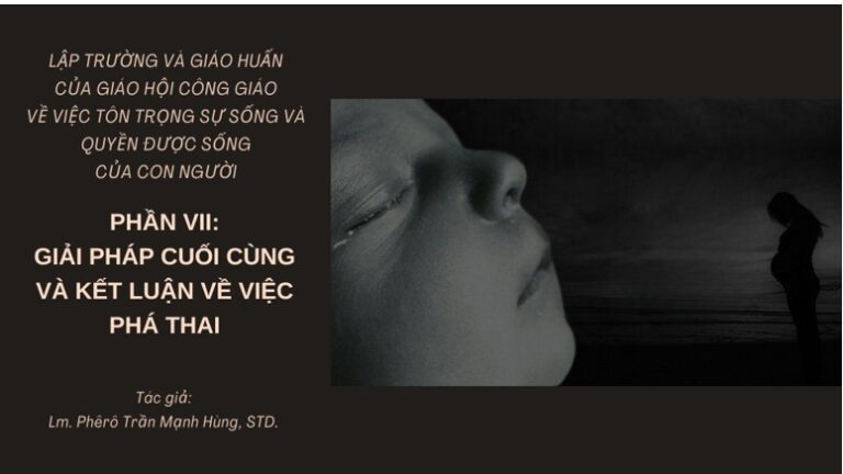 LẬP TRƯỜNG VÀ GIÁO HUẤN CỦA GIÁO HỘI CÔNG GIÁO VỀ VIỆC TÔN TRỌNG SỰ SỐNG VÀ QUYỀN ĐƯỢC SỐNG CỦA CON NGƯỜI, PHẦN 7 – GIẢI PHÁP CUỐI CÙNG VÀ KẾT LUẬN VỀ VIỆC PHÁ THAI