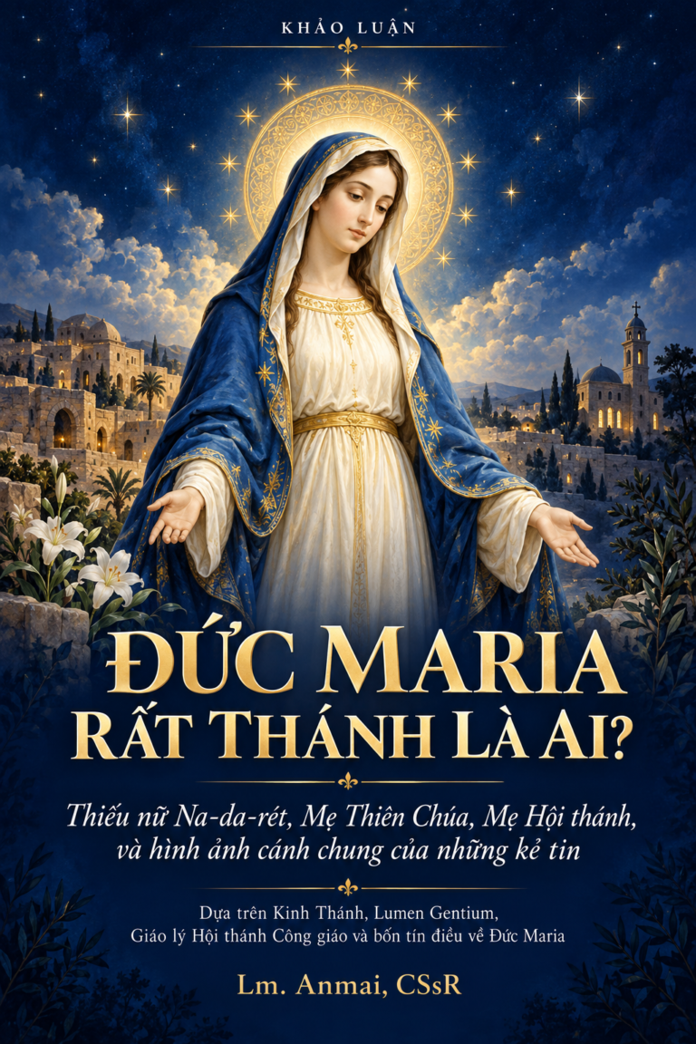 KHẢO LUẬN ĐỨC MARIA RẤT THÁNH LÀ AI? Thiếu nữ Na-da-rét, Mẹ Thiên Chúa, Mẹ Hội thánh, và hình ảnh cánh chung của những kẻ tin Dựa trên Kinh Thánh, Lumen Gentium, Giáo lý Hội thánh Công giáo và bốn tín điều về Đức Maria Lm. Anmai, CSsR