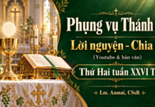 Phụng vụ Thánh Lễ – Lời nguyện – Chia sẻ (Youtube & bản văn) Thứ Hai tuần XXVI TN – Lm. Anmai, CSsR